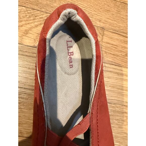 L.L.Bean Suede Mary Jane Flats Rust Red Elastic Strap Comfort Shoes Size 8 - Picture 6 of 7